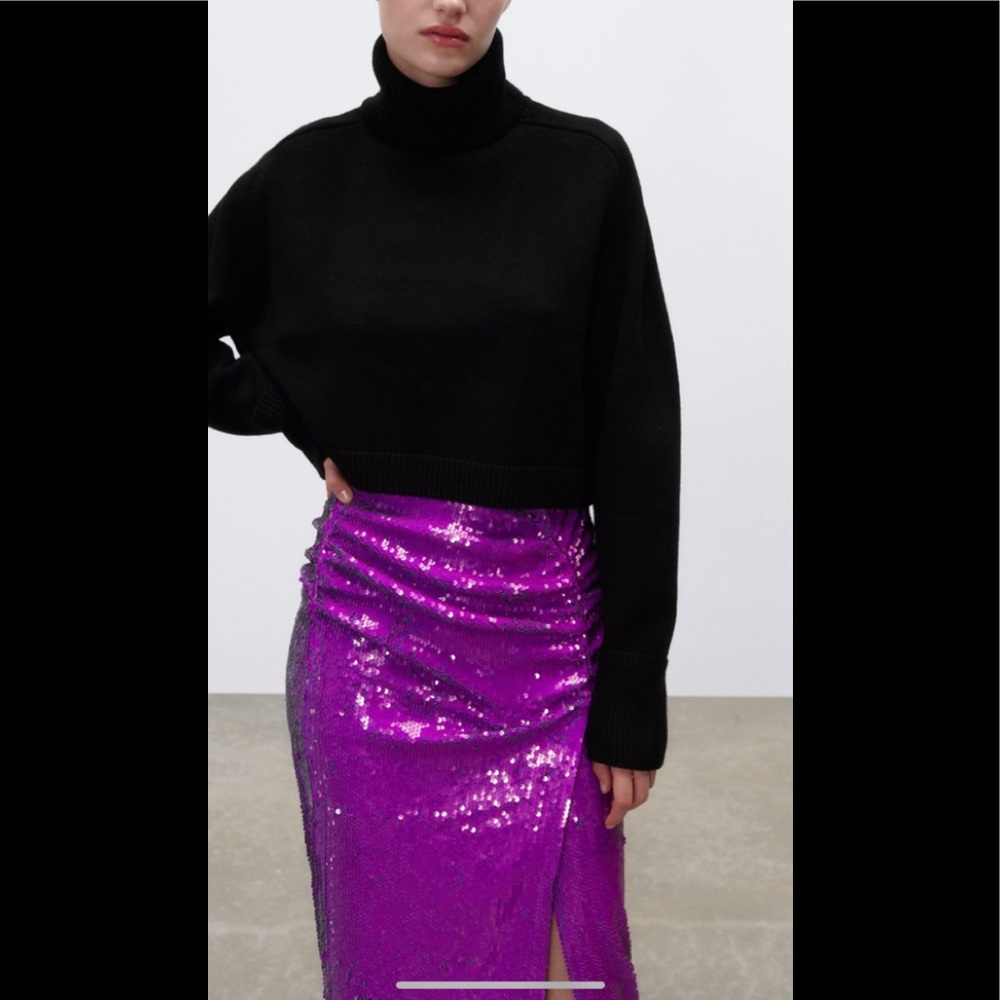 Zara Purple Sequin Midi Skirt - Picture 6 of 6